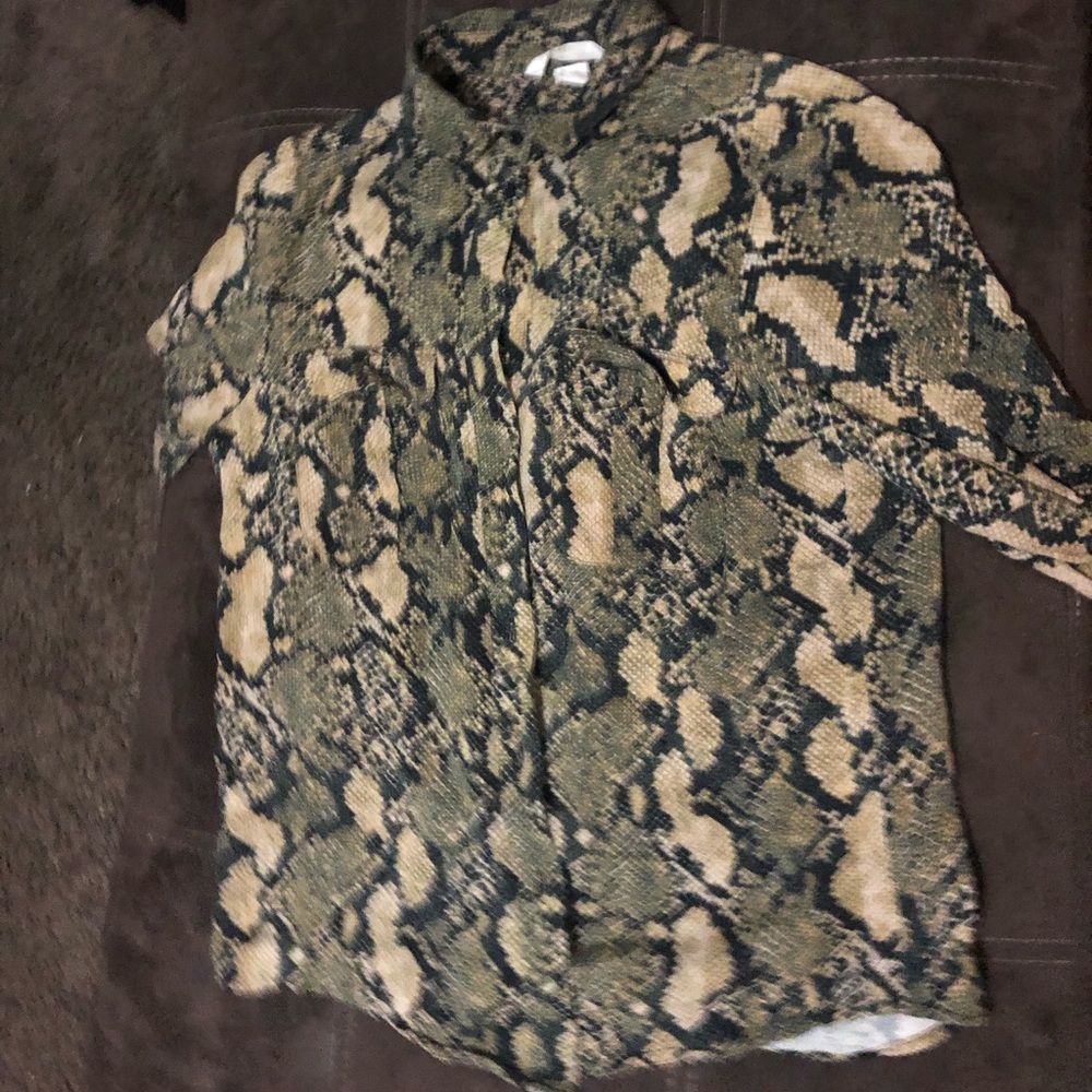 Snakeskin button down collared shirt